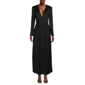 THE KOOPLES Dot Jacquard Empire Waist Maxi Dress Black Size Small